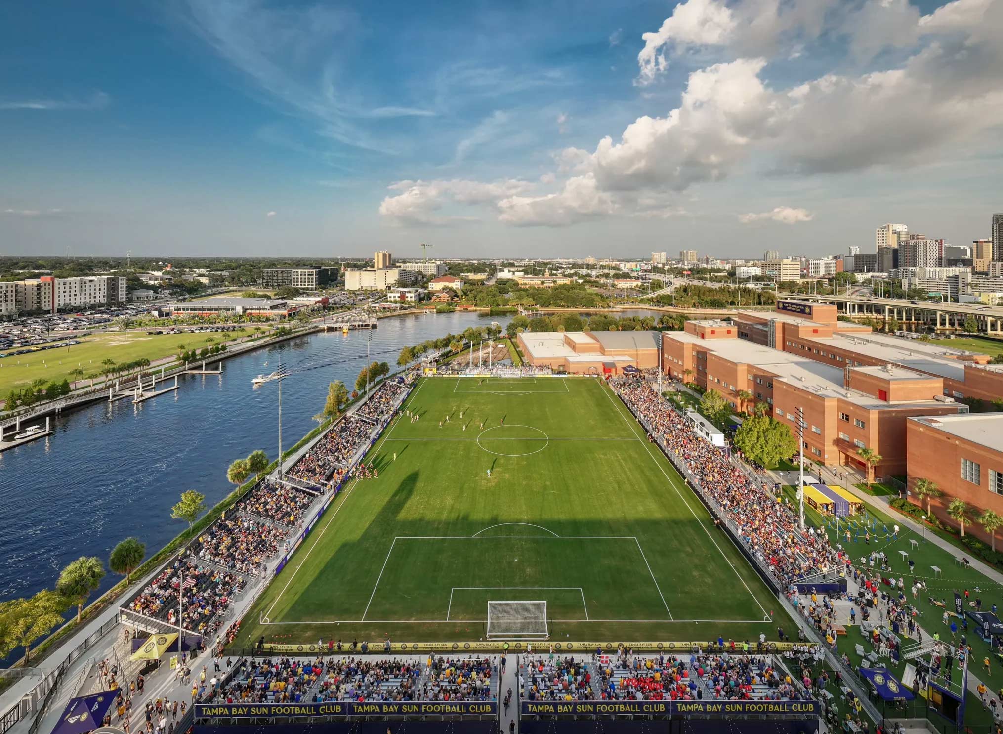 An overhead view of Tampa Bay Sun FC field